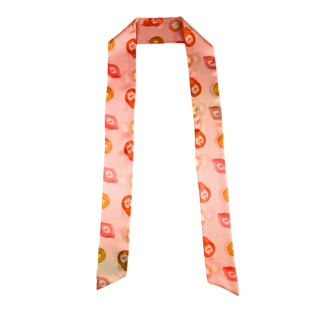 Pañuelo fino de seda con estampado de melocotón