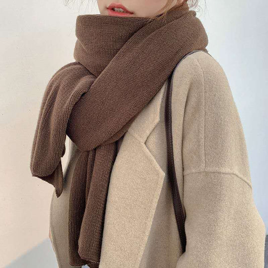 Bufanda de lana tejida para mujer, bufandas de otoño e invierno