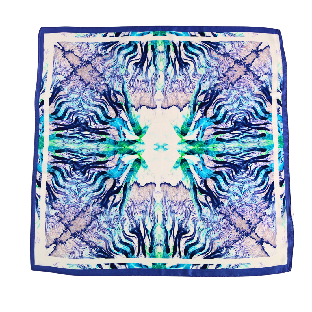 Blue Green Silk Bandana Scarves