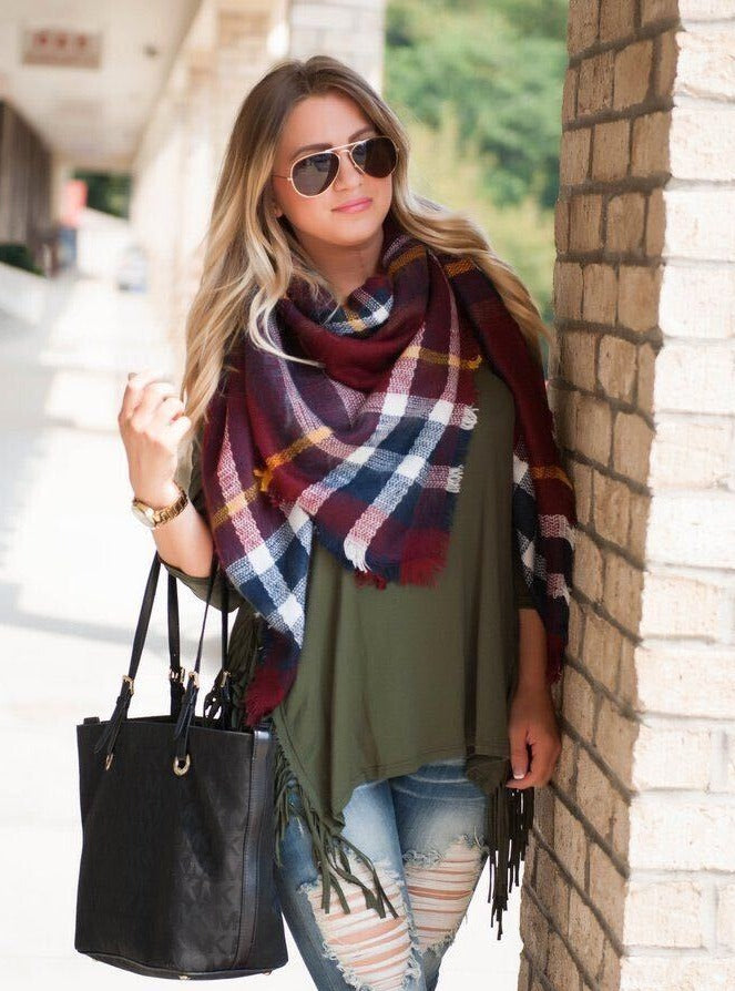 Autumn Plaid Blanket Scarf