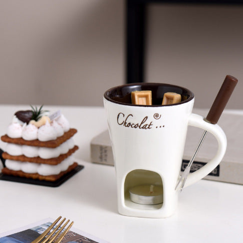 Ceramic Fondue Cup Melting Pot for Chocolate Cheese