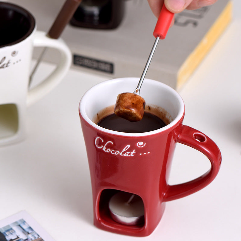 Ceramic Fondue Cup Melting Pot for Chocolate Cheese