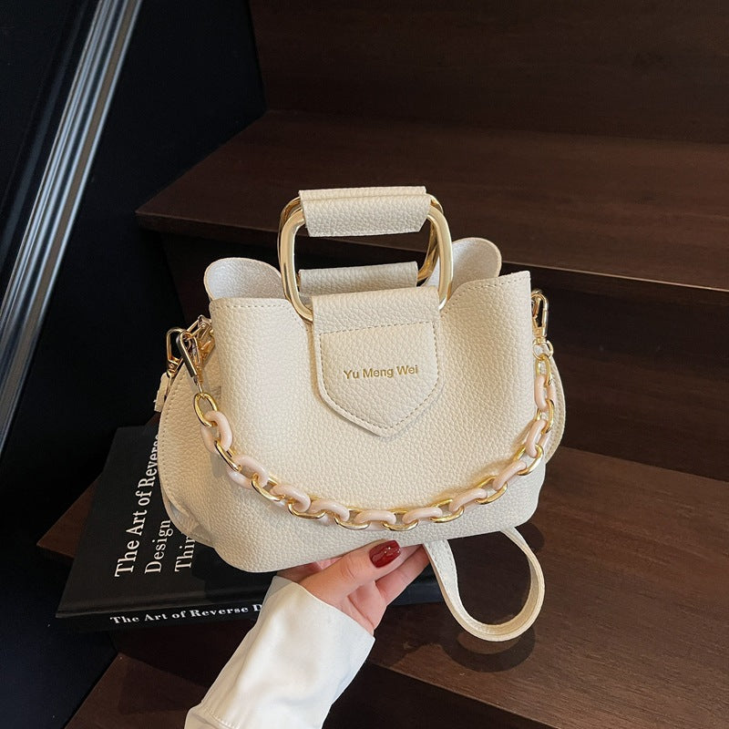 Bolso de mano de moda con asa de cadena, tipo cubo, para mujer