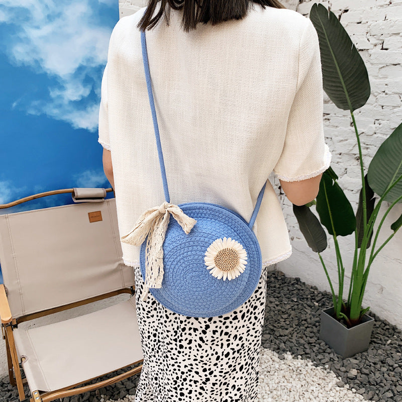 Bags for Women Cute Summer Flower Straw Bag Crossbody Round Bag