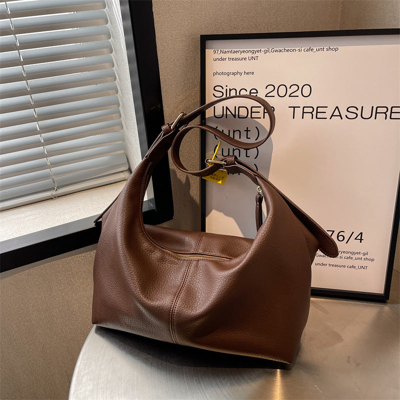 Bolso de hombro tipo hobo de piel suave para mujer: bolso informal para uso diario