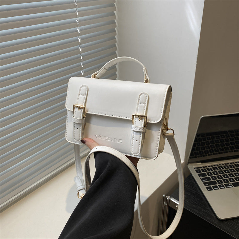 Classic Mini Satchel Bag for Women - Vintage Buckle Crossbody Handbag with Adjustable Strap