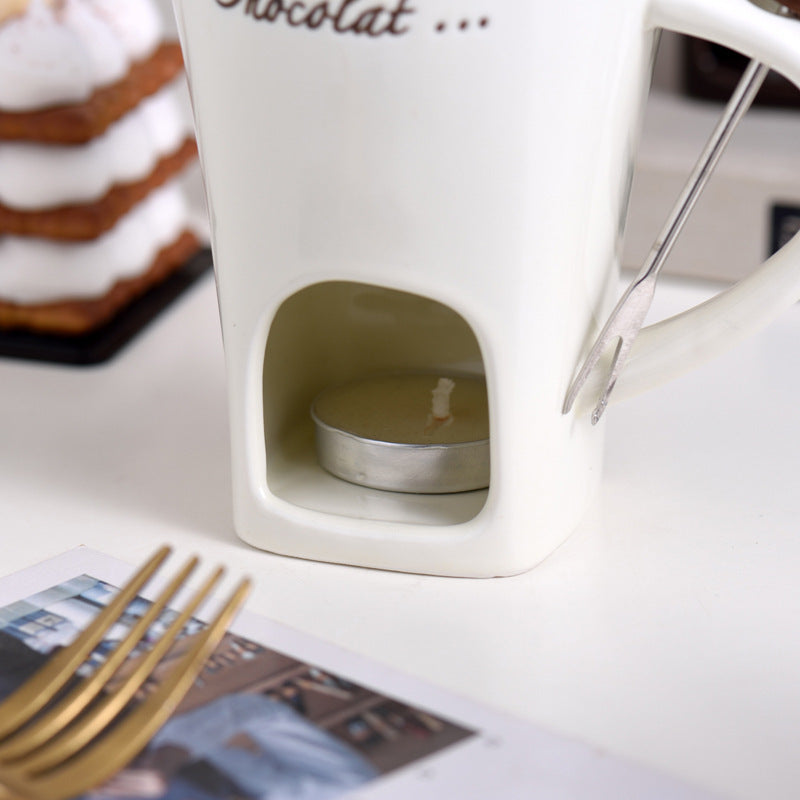 Ceramic Fondue Cup Melting Pot for Chocolate Cheese