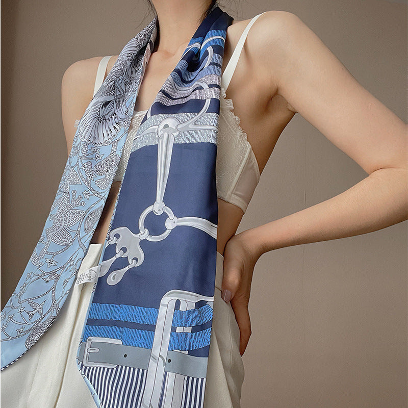 Long Small Silk Scarf Hairband Ribbon Satin