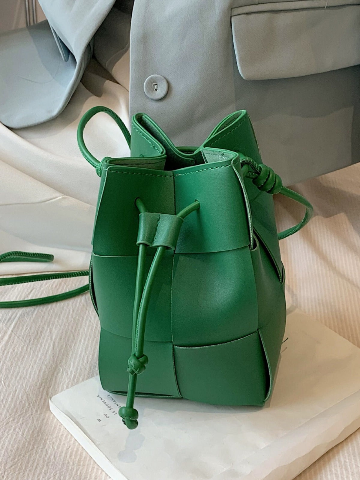 Bolso bandolera mini de PU tejido a mano de moda