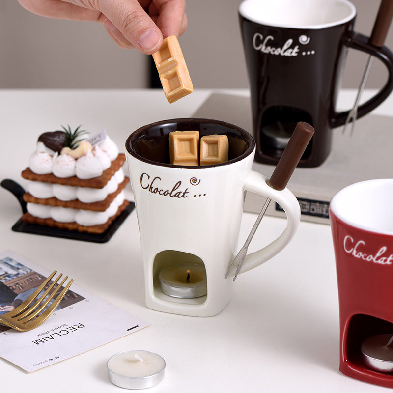Ceramic Fondue Cup Melting Pot for Chocolate Cheese
