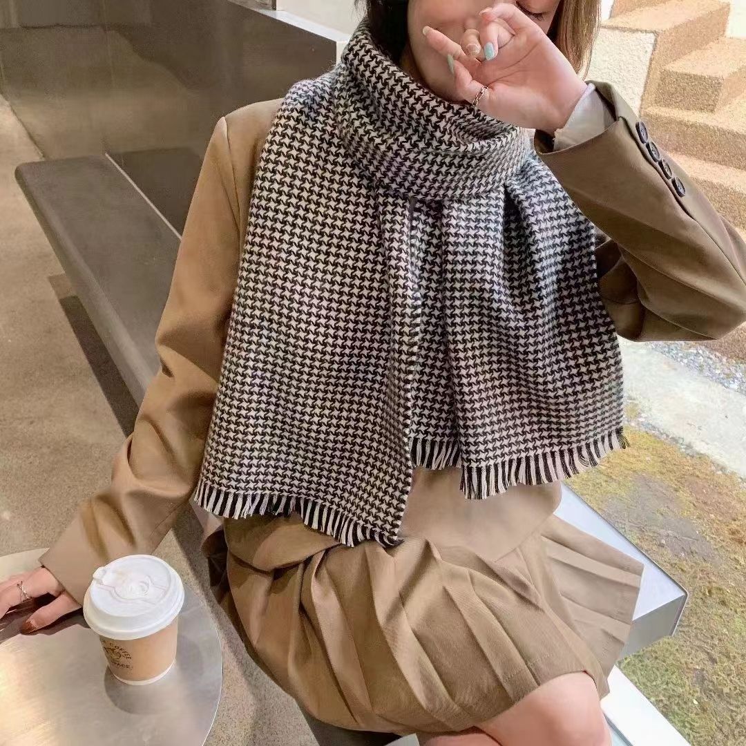 Bufanda para mujer Otoño Invierno Pata de Gallo Chal Cálido