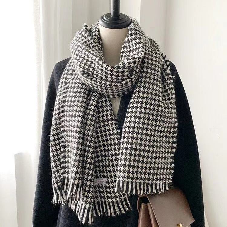 Bufanda para mujer Otoño Invierno Pata de Gallo Chal Cálido