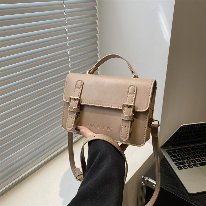 Classic Mini Satchel Bag for Women - Vintage Buckle Crossbody Handbag with Adjustable Strap