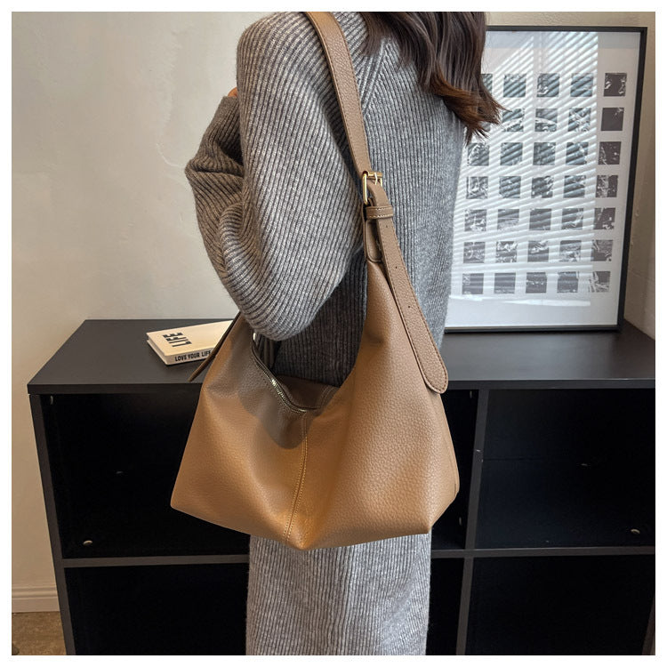 Bolso de hombro tipo hobo de piel suave para mujer: bolso informal para uso diario