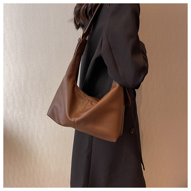 Bolso de hombro tipo hobo de piel suave para mujer: bolso informal para uso diario