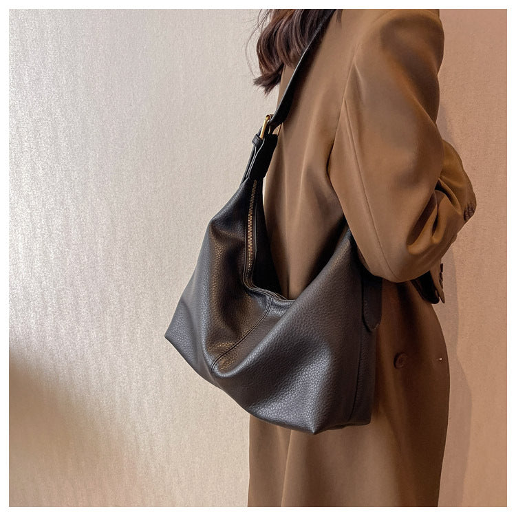 Bolso de hombro tipo hobo de piel suave para mujer: bolso informal para uso diario
