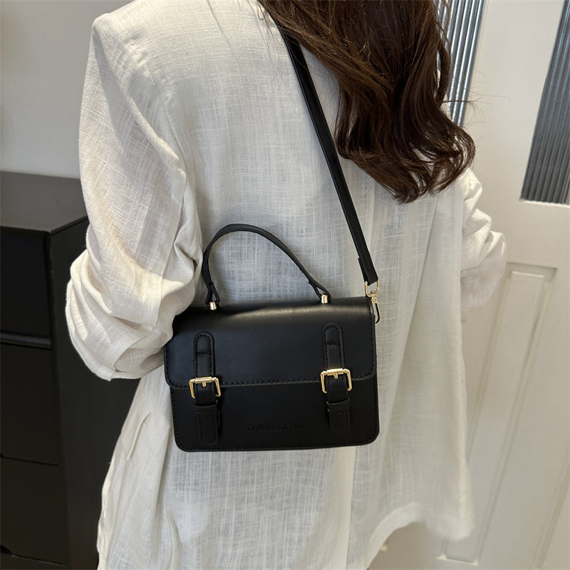 Classic Mini Satchel Bag for Women - Vintage Buckle Crossbody Handbag with Adjustable Strap