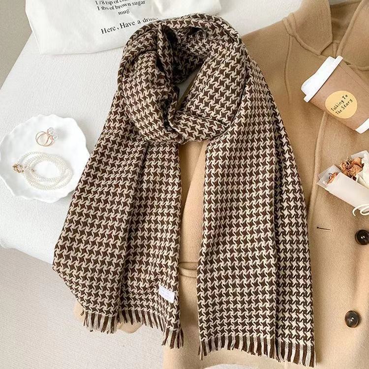 Bufanda para mujer Otoño Invierno Pata de Gallo Chal Cálido