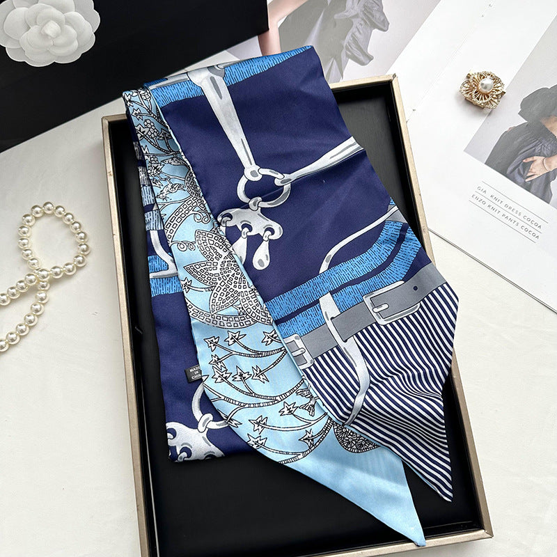 Long Small Silk Scarf Hairband Ribbon Satin