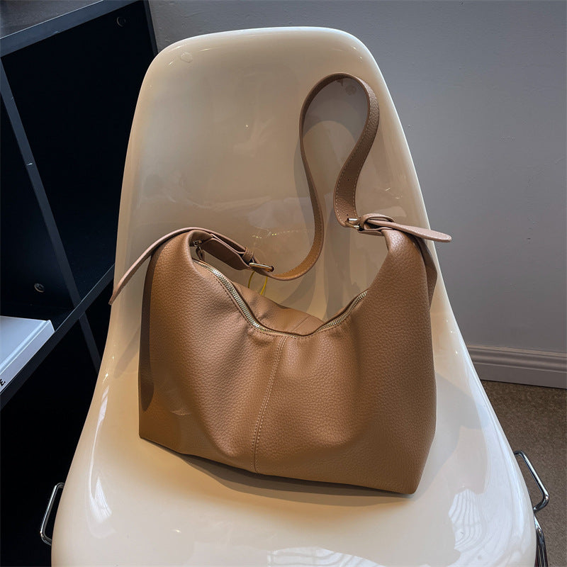 Bolso de hombro tipo hobo de piel suave para mujer: bolso informal para uso diario