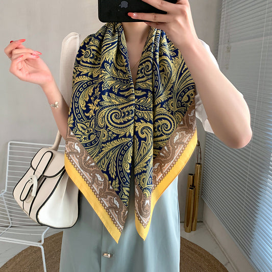レトロなシルクスカーフプリントファッションサテンスカーフ