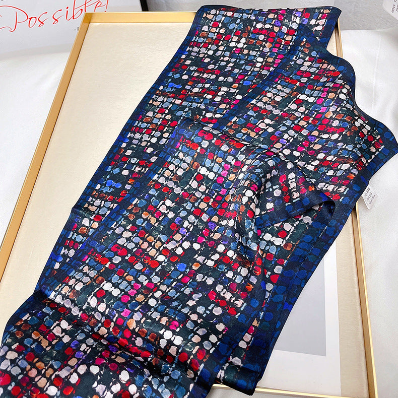 Mosaic Elegant Silk Scarf Women's Fashion Narrow Long Scarf