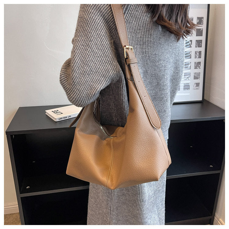 Bolso de hombro tipo hobo de piel suave para mujer: bolso informal para uso diario