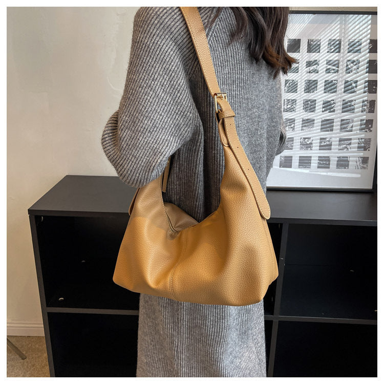 Bolso de hombro tipo hobo de piel suave para mujer: bolso informal para uso diario