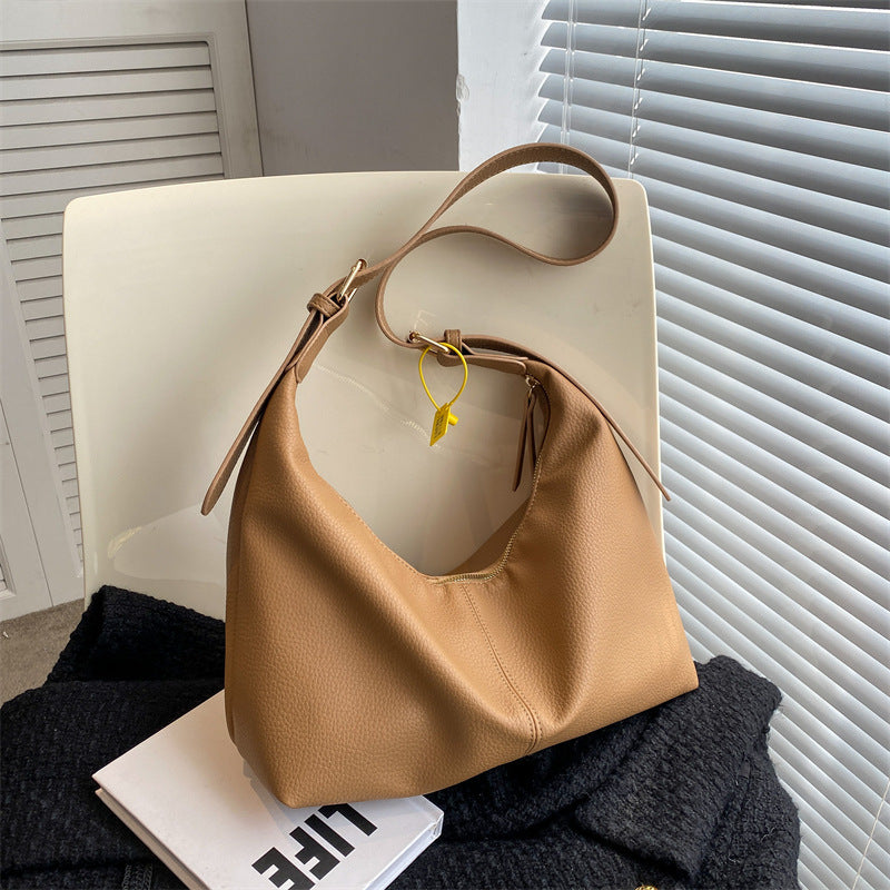 Bolso de hombro tipo hobo de piel suave para mujer: bolso informal para uso diario