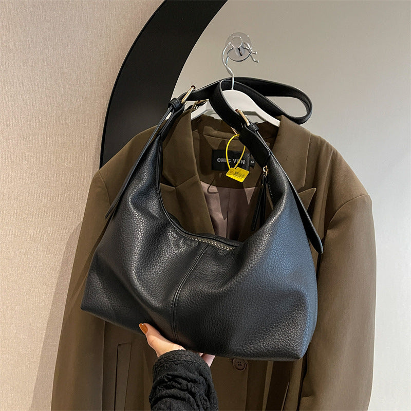 Bolso de hombro tipo hobo de piel suave para mujer: bolso informal para uso diario
