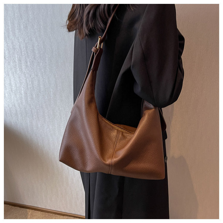 Bolso de hombro tipo hobo de piel suave para mujer: bolso informal para uso diario