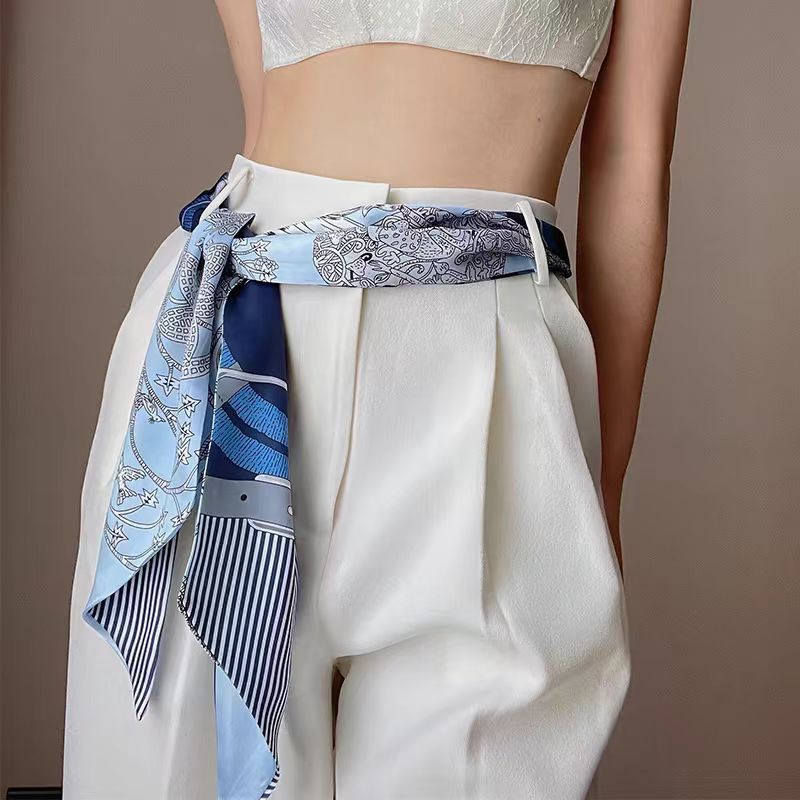Long Small Silk Scarf Hairband Ribbon Satin