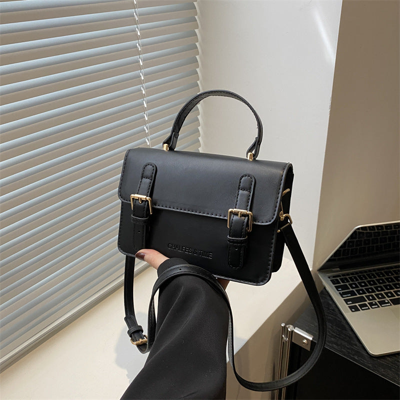 Classic Mini Satchel Bag for Women - Vintage Buckle Crossbody Handbag with Adjustable Strap