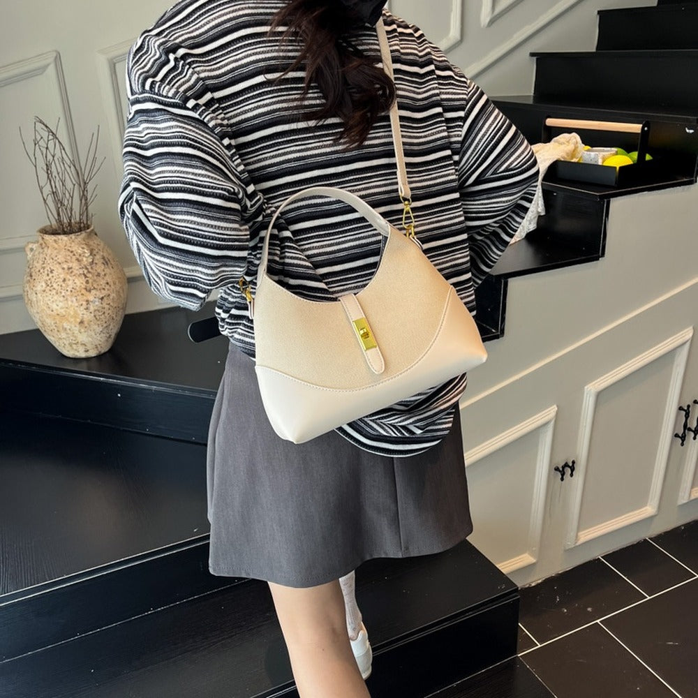White crescent hobo bag