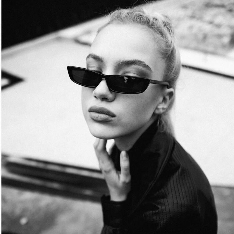 Retro Thin Rectangle 1990's Small Tiny Sunglasses