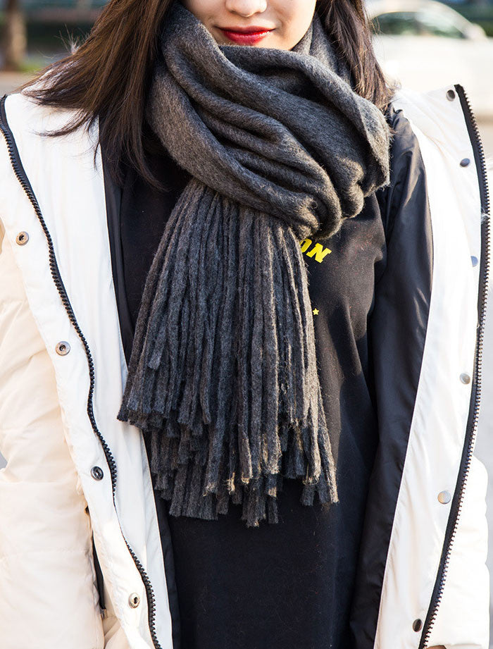 Brushed Long Fringed Scarf