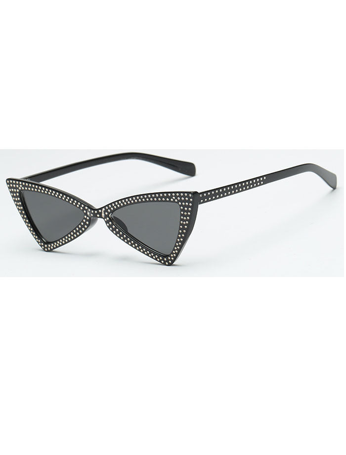 Gafas de sol retro triangulares con forma de ojo de gato y lentes tachonadas