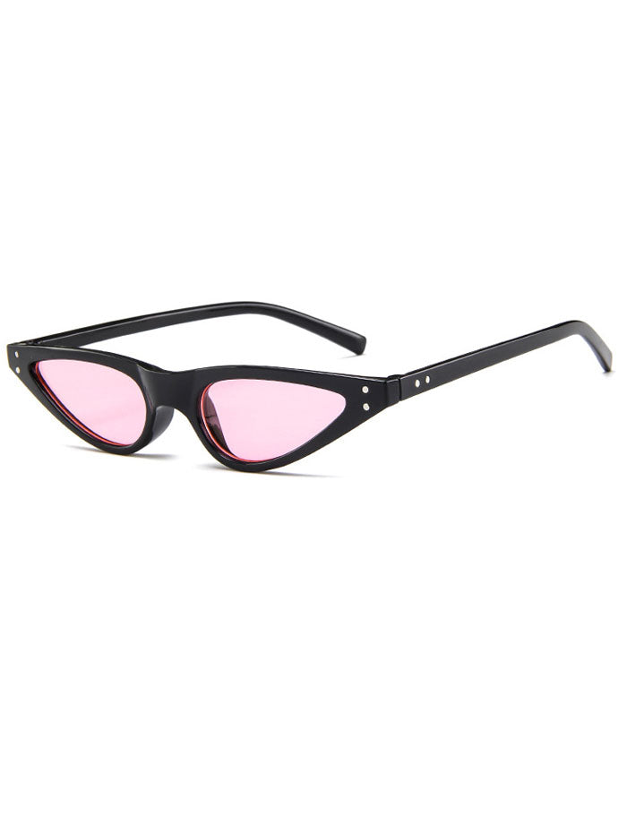 Retro 90's Thin Cat Eye Rivet Sunglasses
