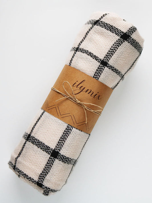 Grid Blanket Scarf In Pink