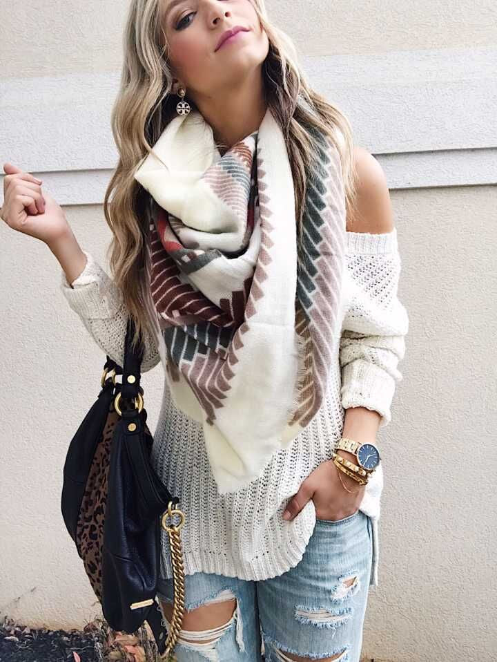 Colorful Geometric Blanket Scarves