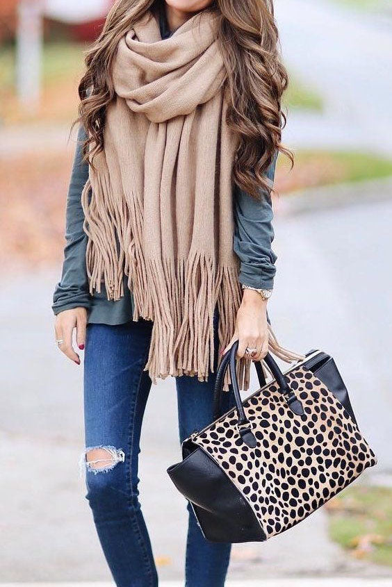 Brushed Long Fringed Scarf