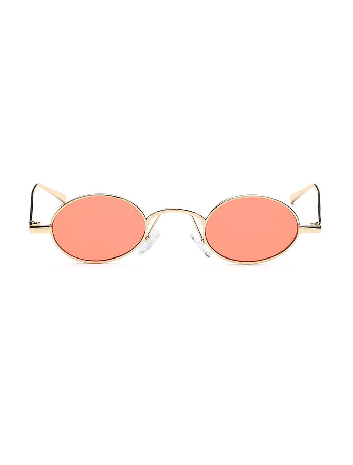 Retro 1990's Small Oval Metal Sunglasses Orange