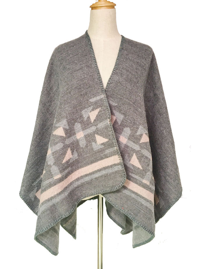 Poncho gris geométrico