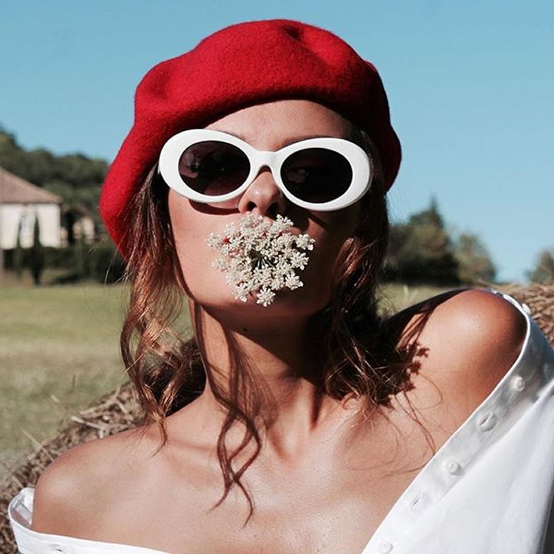 Retro Oval White Sunglasses