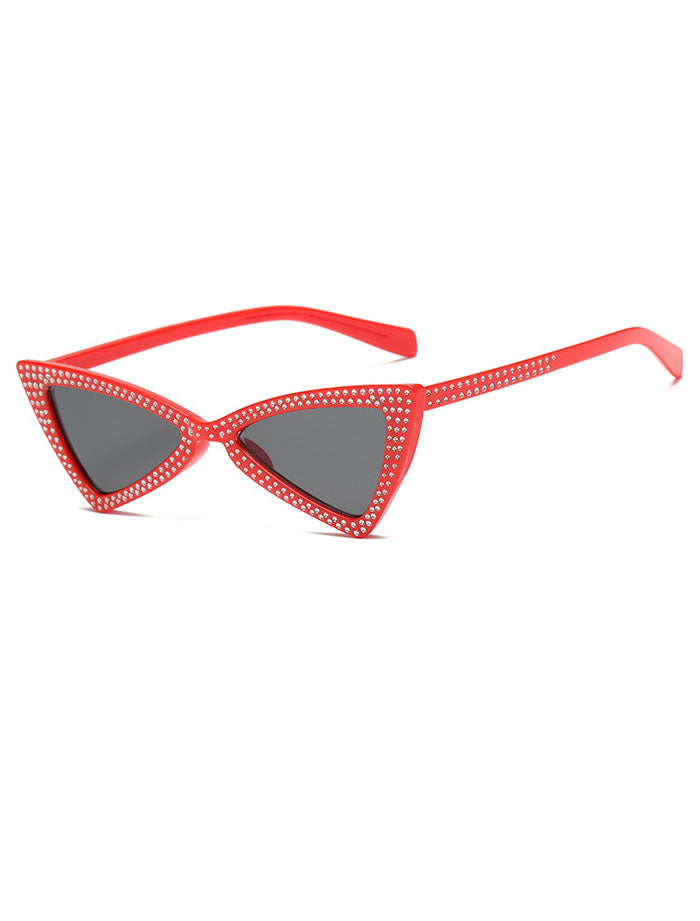 Gafas de sol retro triangulares con forma de ojo de gato y lentes tachonadas