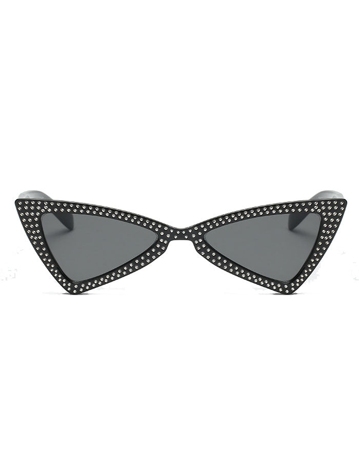Gafas de sol retro triangulares con forma de ojo de gato y lentes tachonadas