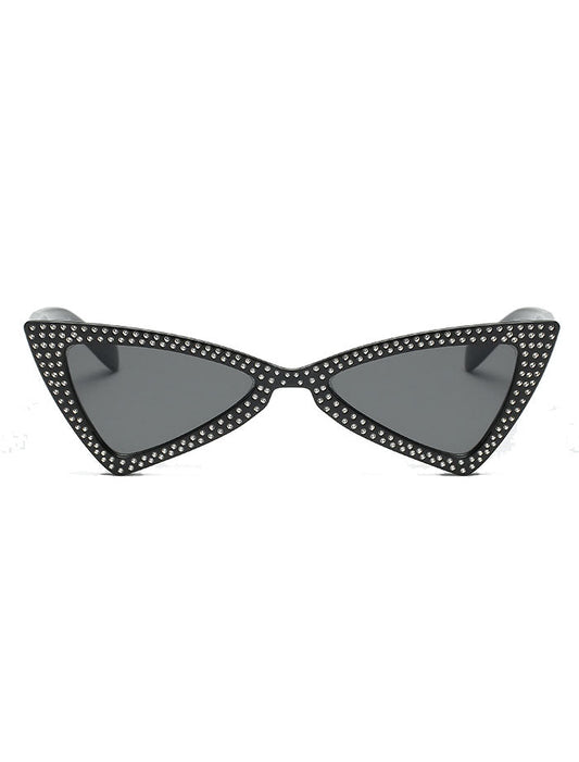 Gafas de sol retro triangulares con forma de ojo de gato y lentes tachonadas