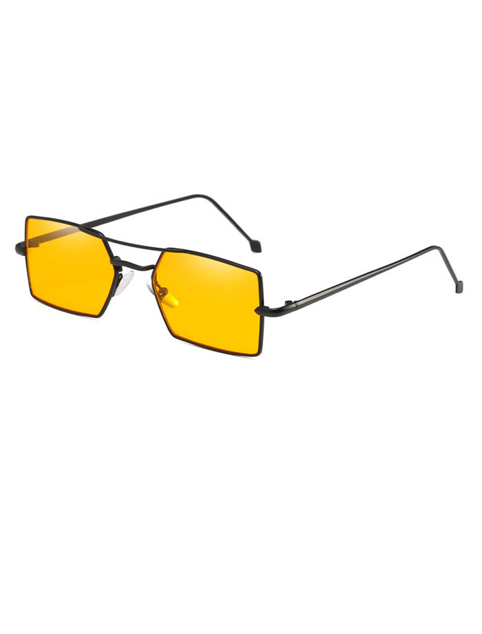 1990s Vintage Yellow Small Rectangle Sunglasses
