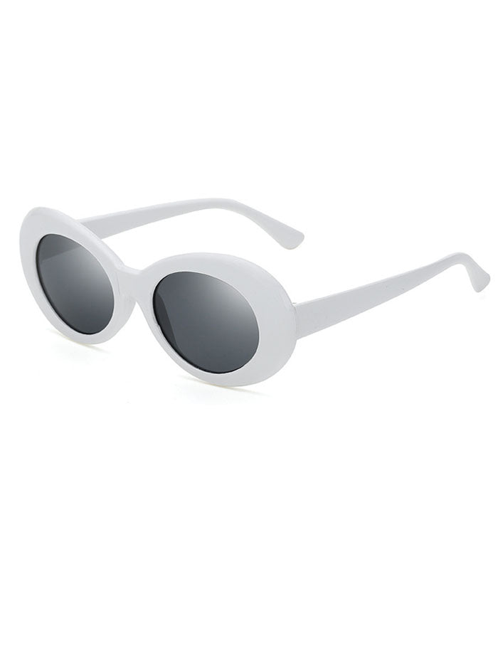 Retro Oval White Sunglasses