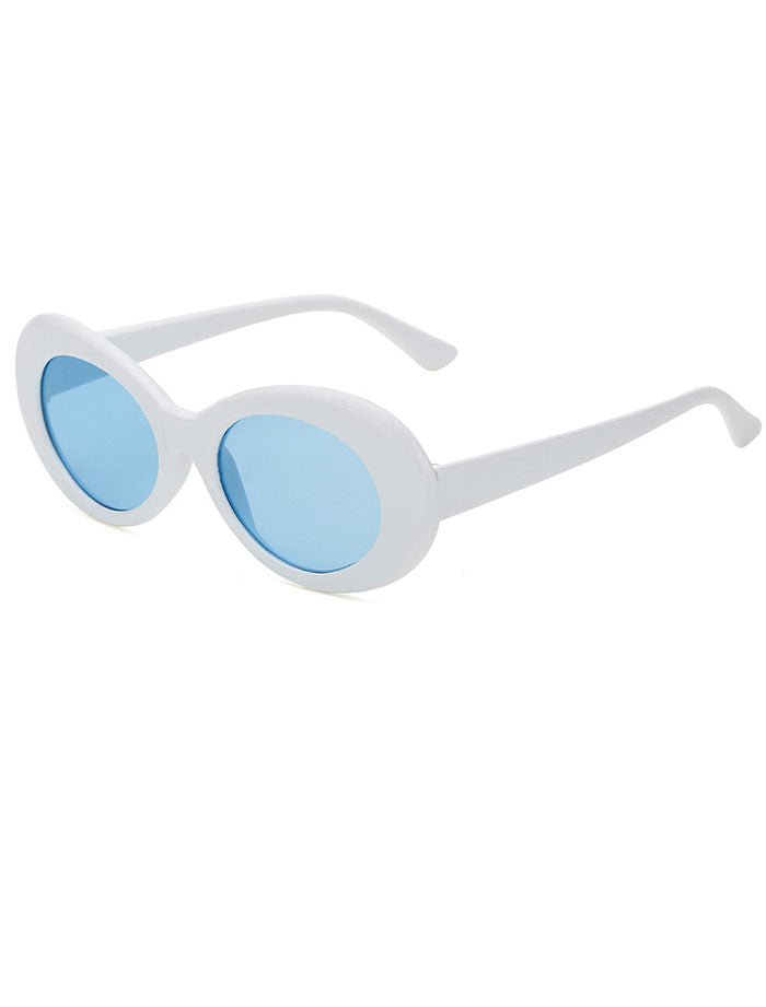 Retro Oval White Sunglasses